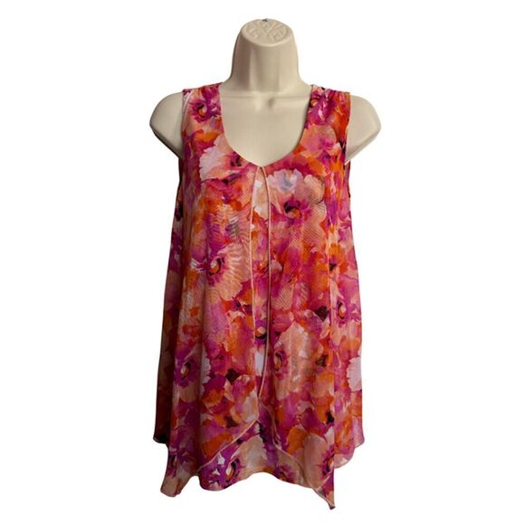 Susan Lawrence Pink Floral Sleeveless Top Size S - Picture 2 of 10